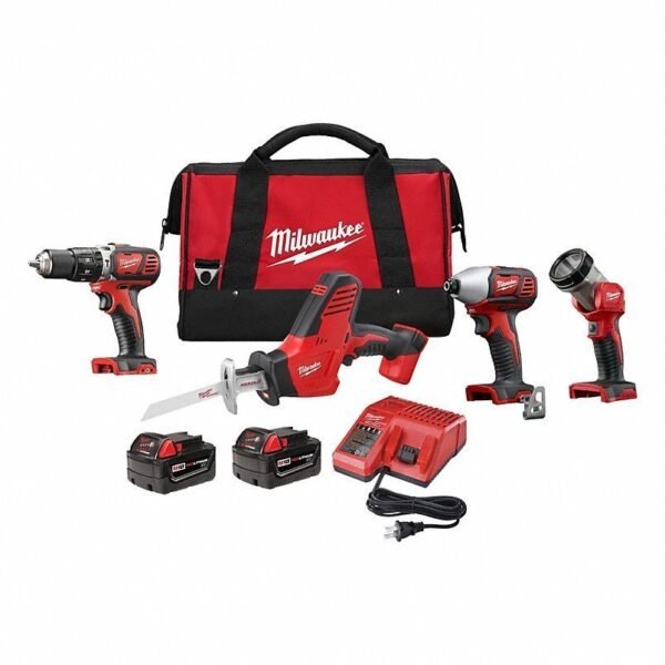 MILWAUKEE Cordless Tool Combination Kit: 4 Tools, 18 V DC Volt, Battery Included, M18TM, M18TM, 2PYZ8