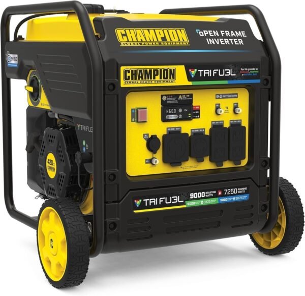 Champion 201176 9000W Tri - Fuel Open Frame Inverter Generator