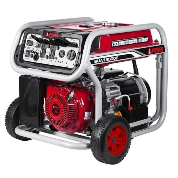 A - iPower 12000 Watt Portable Gas Powered Generator with Electric Start and Wheel Kit