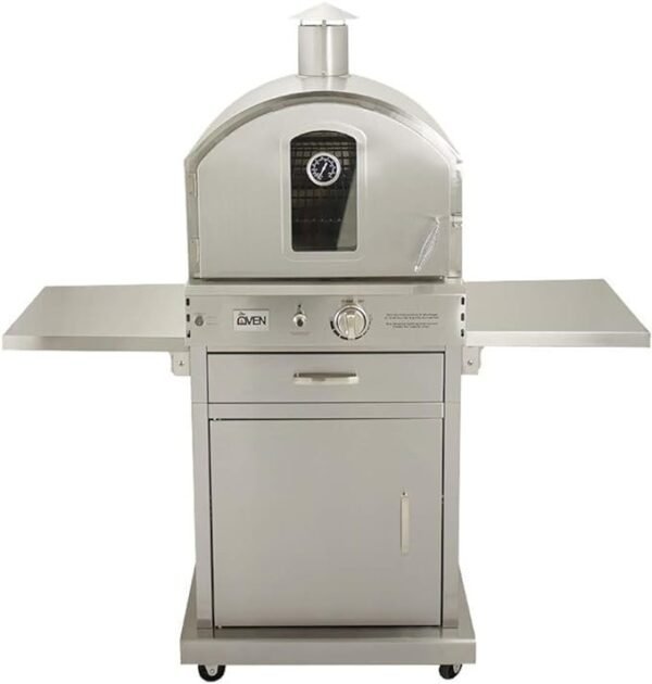 Summerset The Oven Outdoor Freestanding Large Capacity Gas Oven with Pizza Stone, Smoker Box and Mobile Cart, 304 Stainless Steel Construction, Natural Gas