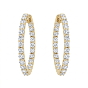 Brilliant Cut Inside-Out Diamond Hoop Earrings in 14K Gold by Shepherd Jewelry on white background
