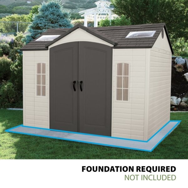 Lifetime Lockable Polyethylene Outdoor Storage Shed, 10 x 8, Tan & Brown (60005)