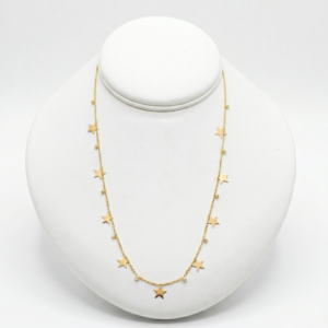 Celestial Shimmer Star and Brilliant Bezel Station Chain by Shepherd Jewelry on white background