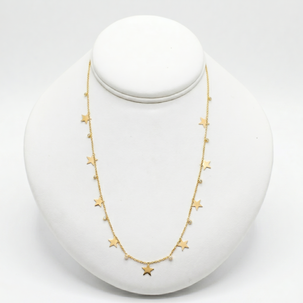 Celestial Shimmer Star and Brilliant Bezel Station Chain by Shepherd Jewelry on white background