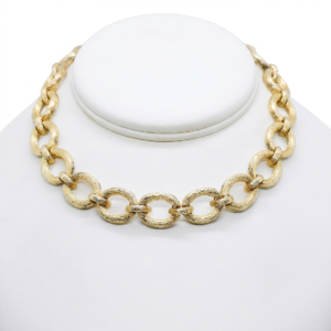 Vintage Textured Gold Chain Necklace by Shepherd Jewelry on white background