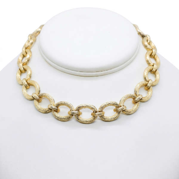Vintage Textured Gold Chain Necklace by Shepherd Jewelry on white background