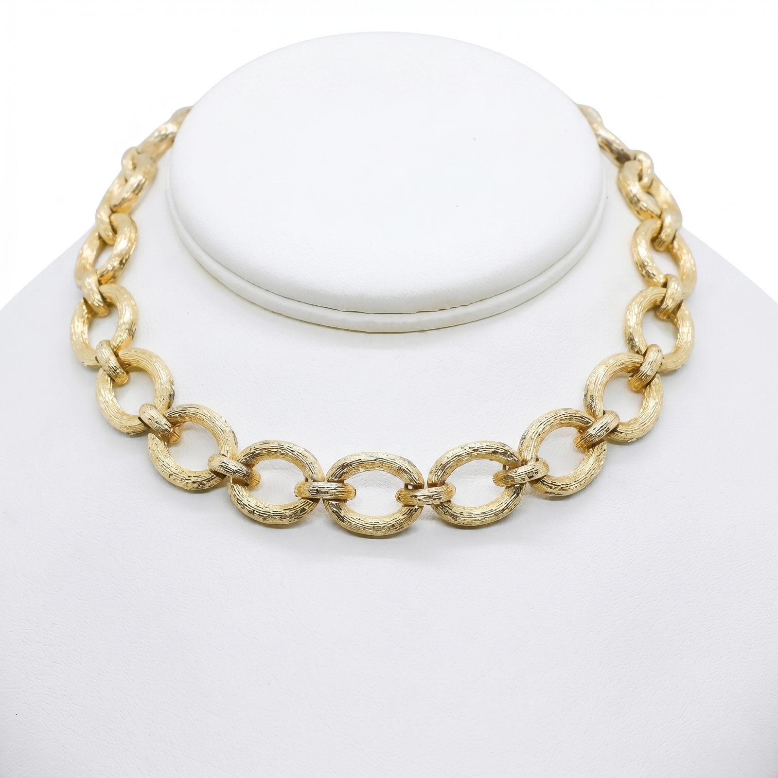 Vintage Textured Gold Chain Necklace by Shepherd Jewelry on white background