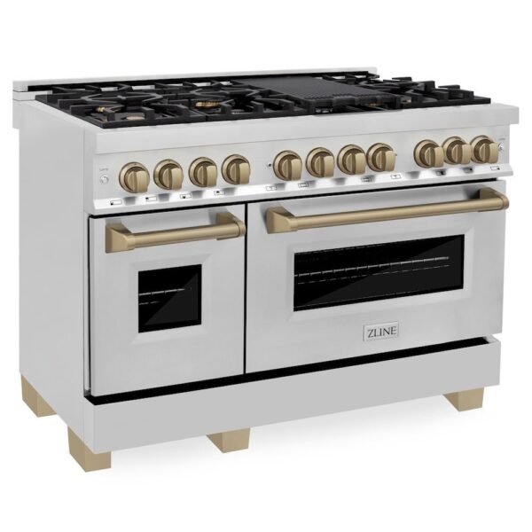 ZLINE Autograph Edition 48 6.0 cu. ft. Dual Fuel Range with Gas Stove and Electric Oven Stainless Steel Accents